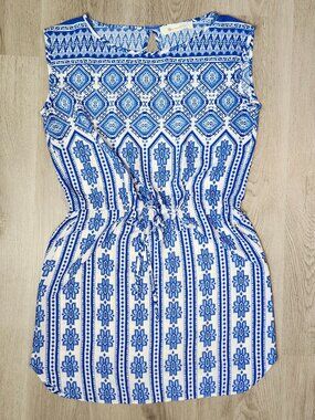 Impeccable Pig Small Blue Mini Dress Drawstring Waist $98